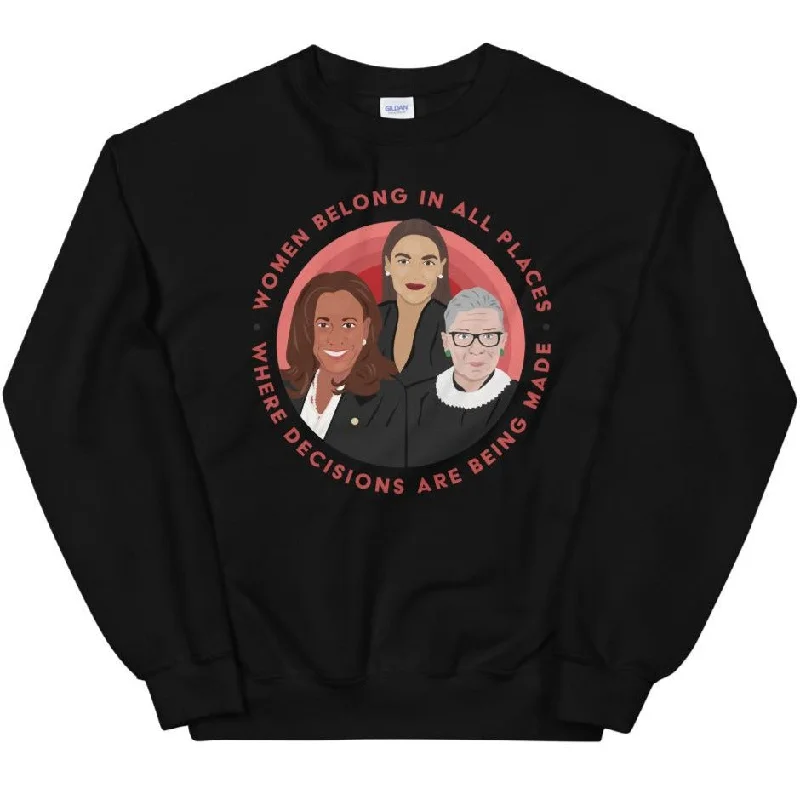 Women's Hooded Sweatshirts with Flannel LiningWomen Belong In All Places Where Decisions Are Being Made (Kamala Harris) -- Sweatshirt