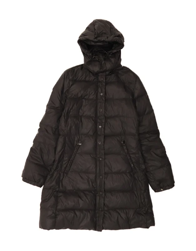 Women's PeacoatsBENETTON Womens Hooded Padded Coat IT 46 Large Black Polyester