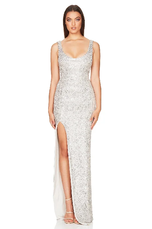 Women's Boat-Neck DressesNookie Demi Gown - Silver