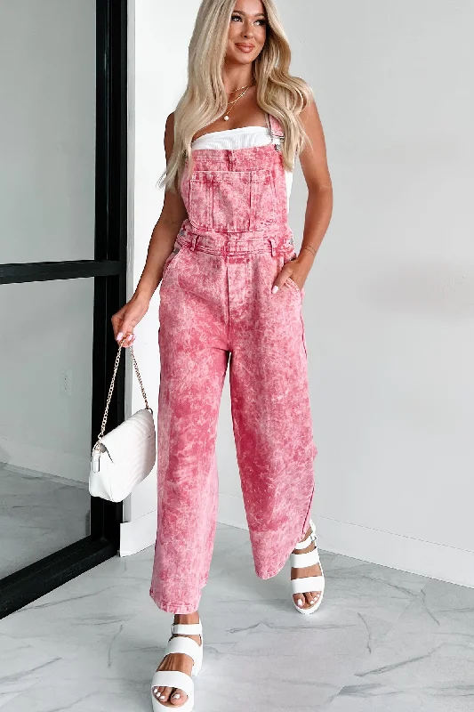 Women's Jumpsuits with PocketsDOORBUSTER Always Problematic Mineral Wash Overalls (Vintage Ruby)