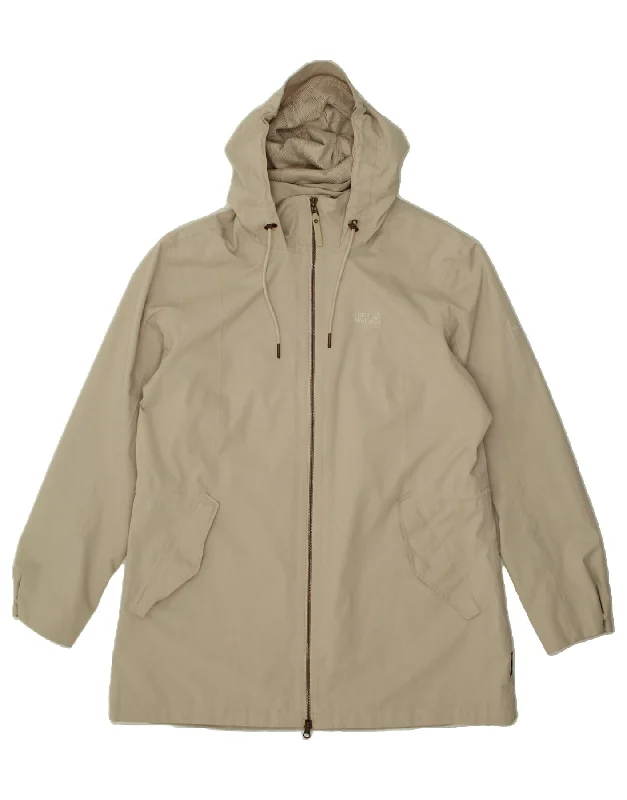 Women's Rain CoatsJACK WOLFSKIN Womens Hooded Windbreaker Coat UK 18 XL Beige Polyester