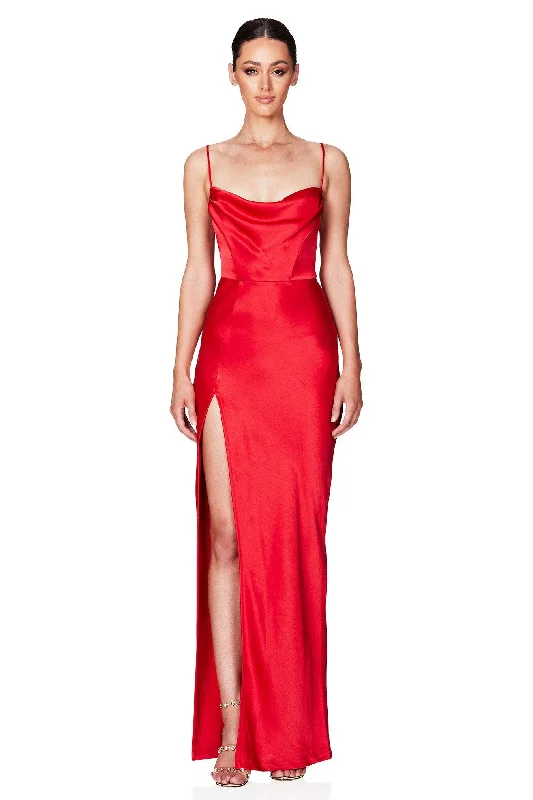 Women's Sweetheart Collar DressesNookie Dream Draped Gown - Fire