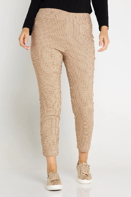 Women's Jodhpurs with Narrow CollarMoira Pants - Biscuit Gingham