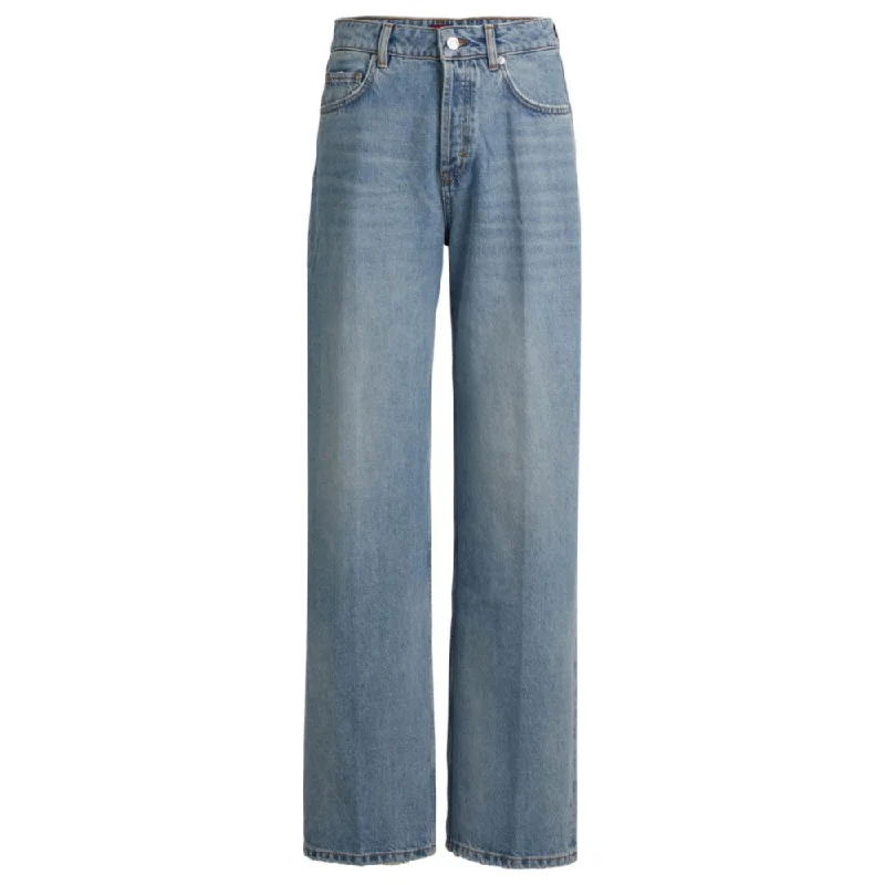 Women's Jodhpurs with Low WaistWide-leg jeans in mid-blue rigid denim