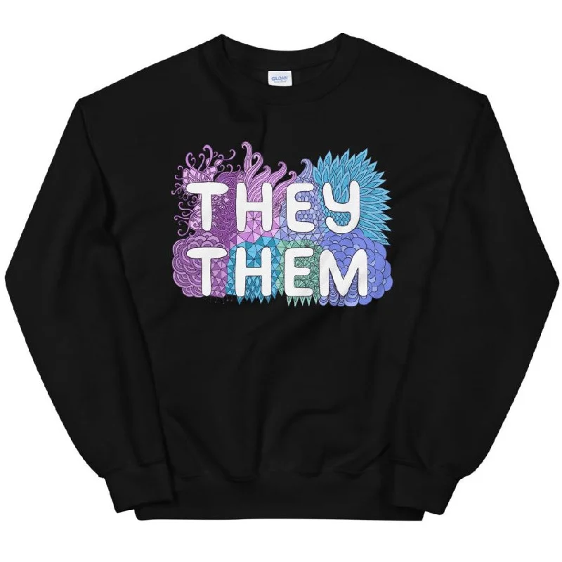 Women's Hooded Sweatshirts with Plush LiningThey/Them Pronouns Pastel Doodles -- Sweatshirt