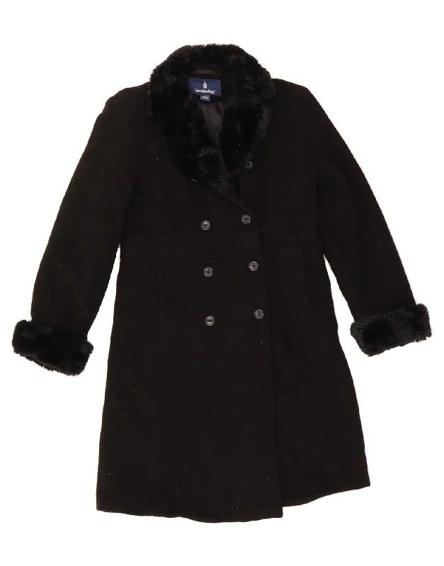 Women's Coats with Fur Trimmed PocketsLONDON FOG Womens Overcoat UK 8 Small Black Wool