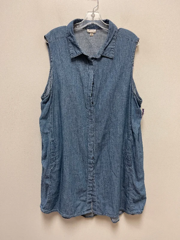 Women's Shawl Collar DressesBlue Denim Dress Casual Short Avenue, Size 3x