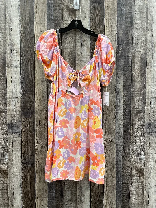 Women's Cold-Shoulder DressesFloral Print Dress Casual Short So, Size Xl