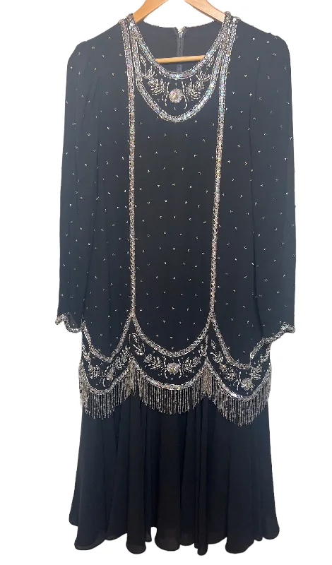 Women's Tiered DressesJack Bryan Black Bejewelled Dress (Size XL)