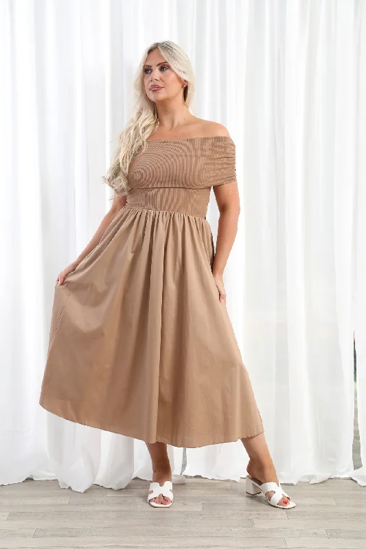 Women's Round-Neck DressesJupiter Bandeau Dress Light Bronze