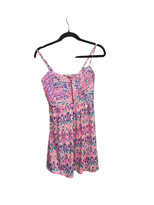 Women's Gathered DressesPink Dress Casual Short Roxy, Size L