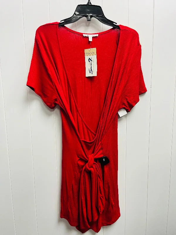 Women's Lapel Collar DressesRed Dress Casual Short Seven 7, Size 1x