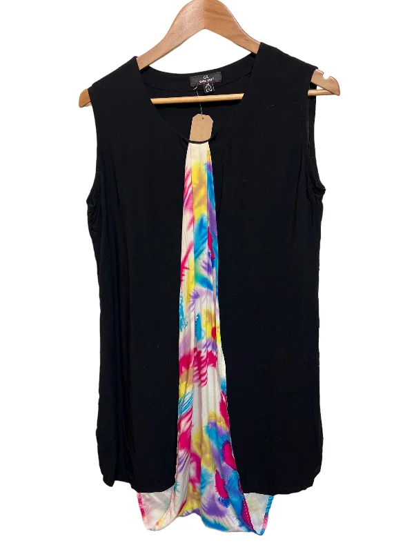 Women's Tiered DressesWomen’s Black with Multicoloured Strip Dress (Size XS)