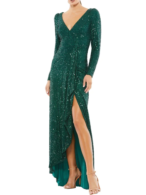 Women's U-Shaped Collar DressesWomens Sequined Long Evening Dress