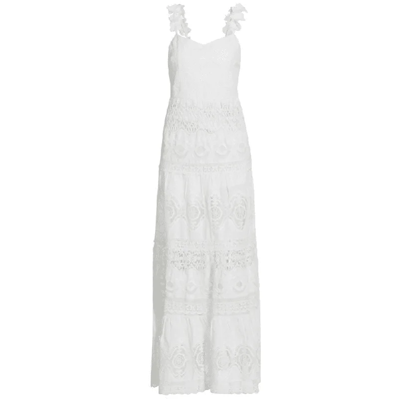 Women's Boat Collar DressesAlice + Olivia Alora Embr Swthrt Midi Dress-White