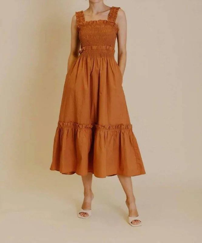 Women's Bell-Sleeve DressesBoho Babe Midi Dress In Orange