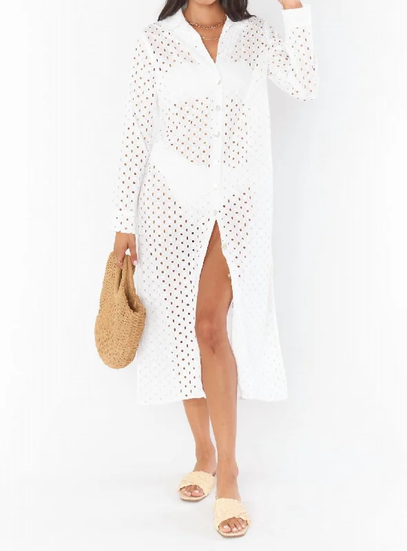 Women's Cold-Shoulder DressesDayton Midi Dress In White Eyelet