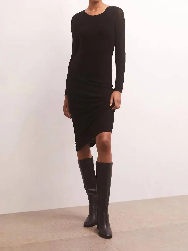 Women's Sweetheart-Back DressesEliza Sweater Mesh Midi Dress In Black