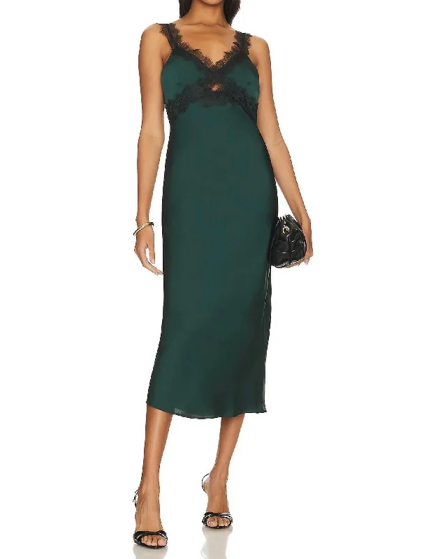 Women's Narrow-Neck DressesErin Midi Dress In Emerald Green