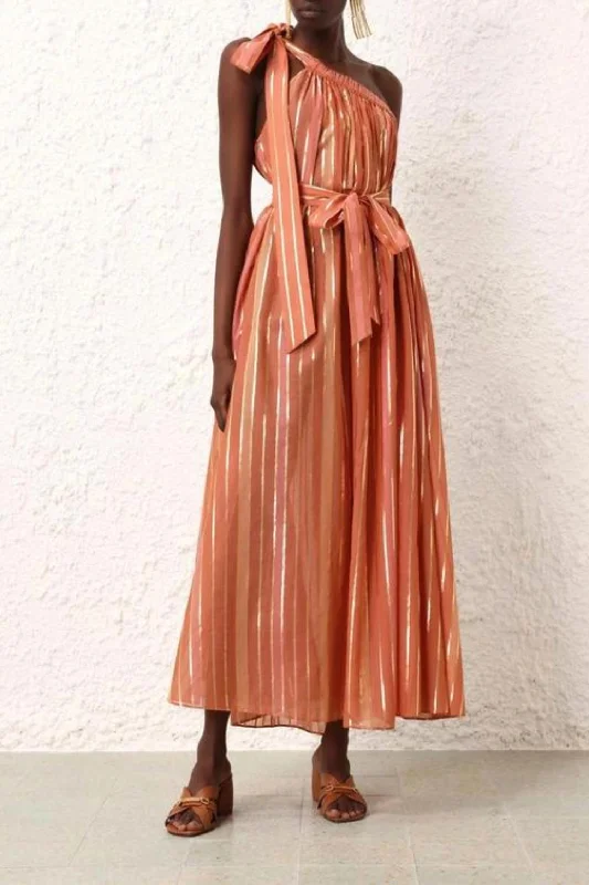 Women's Strapless DressesJunie Asymmetric Midi Dress In Caramel Multi