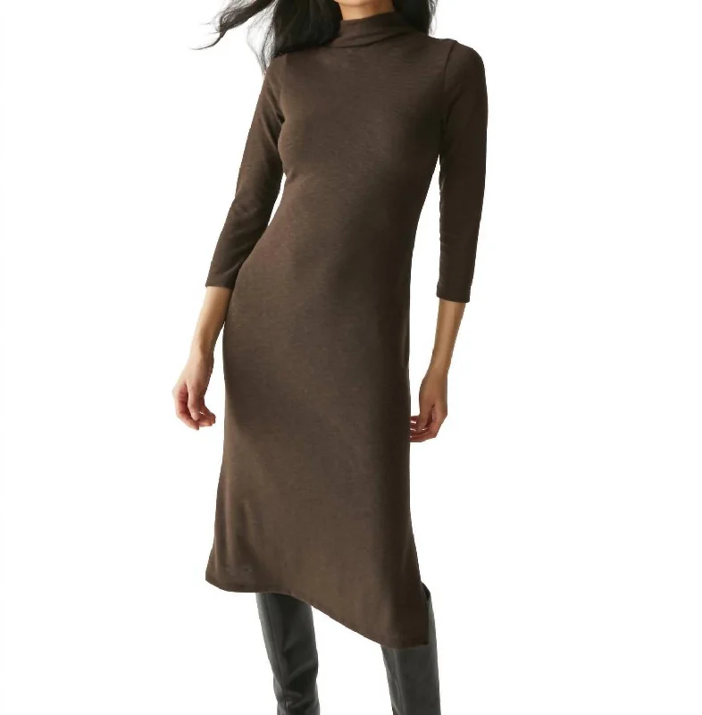 Women's V-Shaped Collar DressesJustine Mock Neck Midi Dress In Java