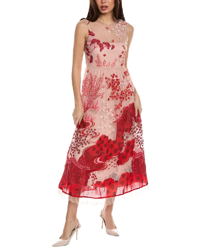 Women's Sweetheart Collar DressesRED Valentino Sleeveless Midi Dress