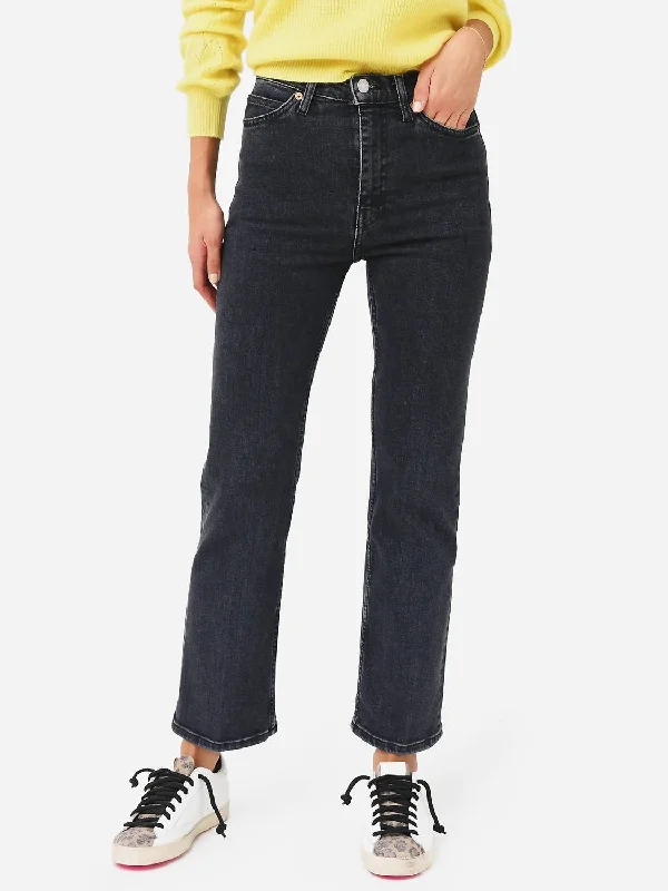 Women's Yoga Pants70S High Rise Stove Pipe Jean In Stoned Noir