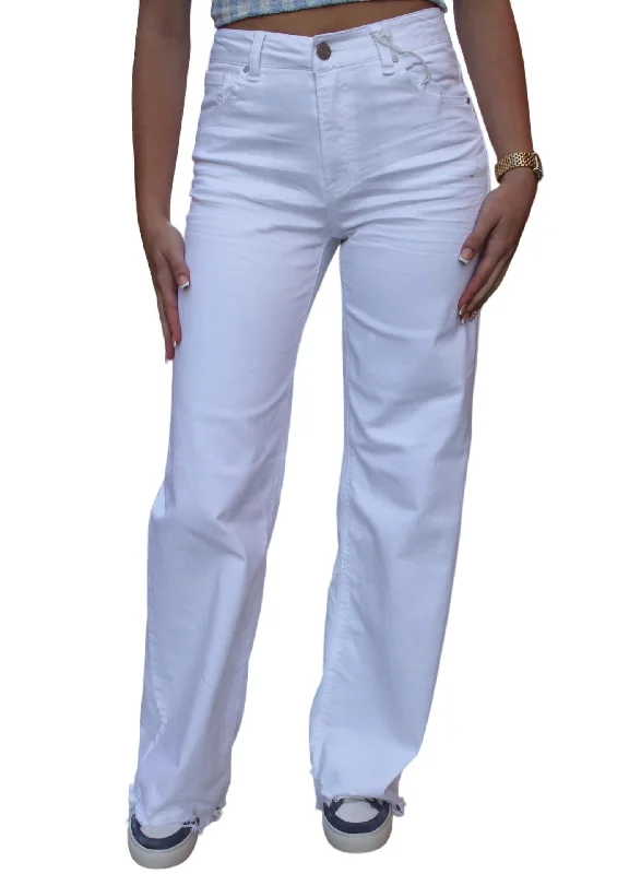 Women's Jodhpurs with Elastic WaistEleanor High Rise Wide Leg Jeans In White