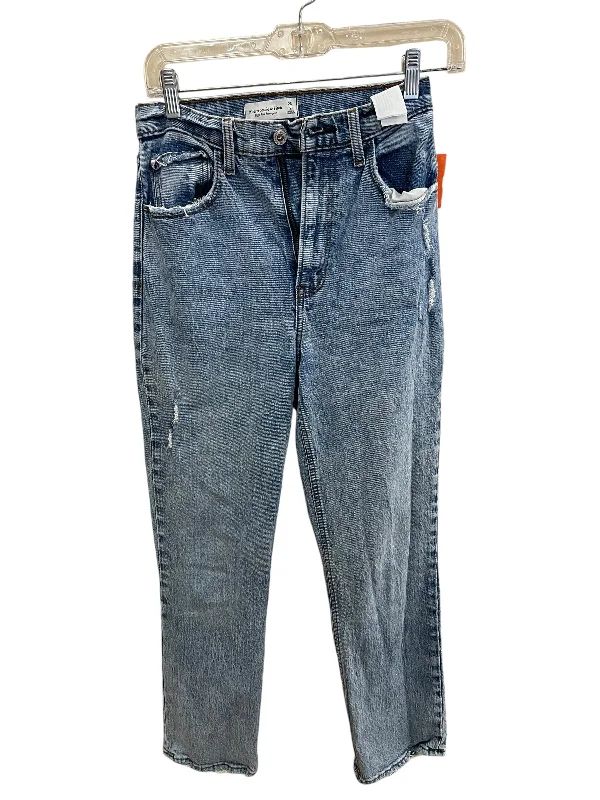 Women's Jodhpurs with V-Shaped CollarJeans Straight By Abercrombie And Fitch In Blue Denim, Size: 2