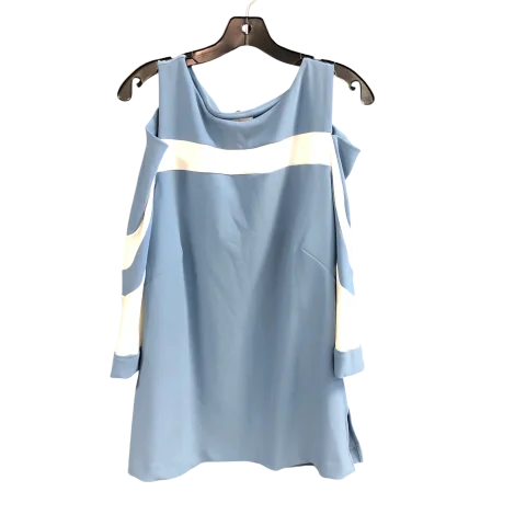 Women's Blouse with Collarless DesignTop 3/4 Sleeve By Boston Proper In Light Blue, Size: L