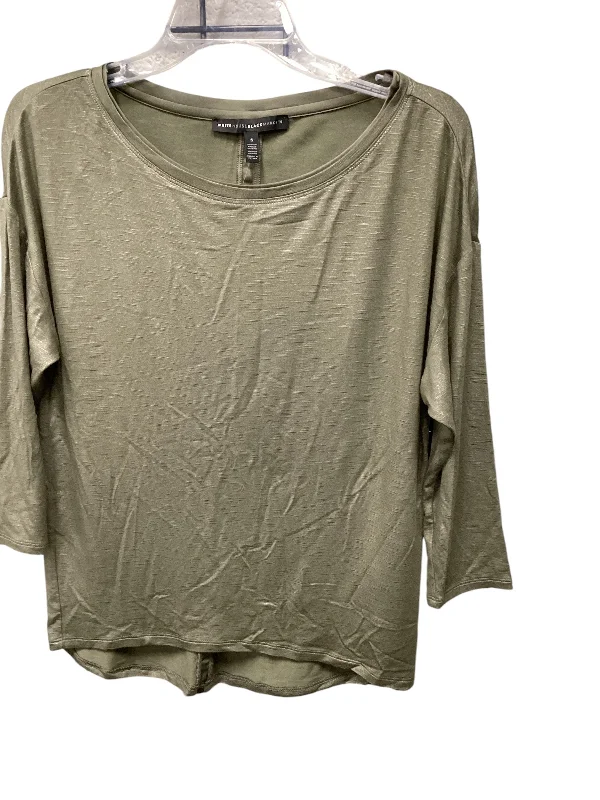 Women's Blouse with U-Shaped CollarTop 3/4 Sleeve By White House Black Market In Green, Size: S