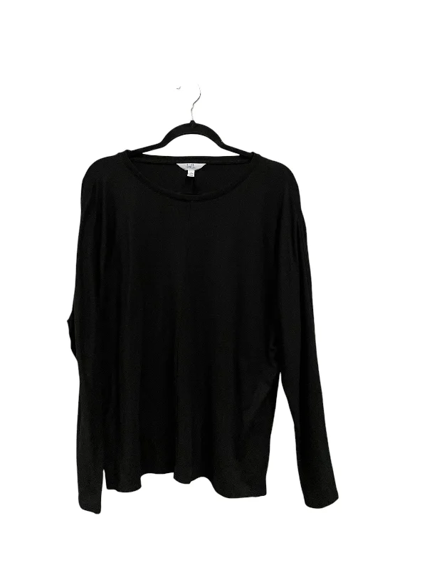 Women's Blouse for WeddingTop Long Sleeve Basic By Time And Tru In Black, Size: L