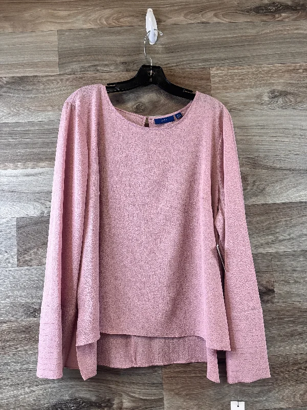 Women's Blouse with Sweetheart CollarTop Long Sleeve By Apt 9 In Pink, Size: Xl