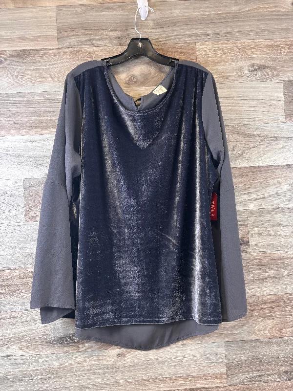 Women's Sleeveless BlouseTop Long Sleeve By Faded Glory In Grey, Size: Xl