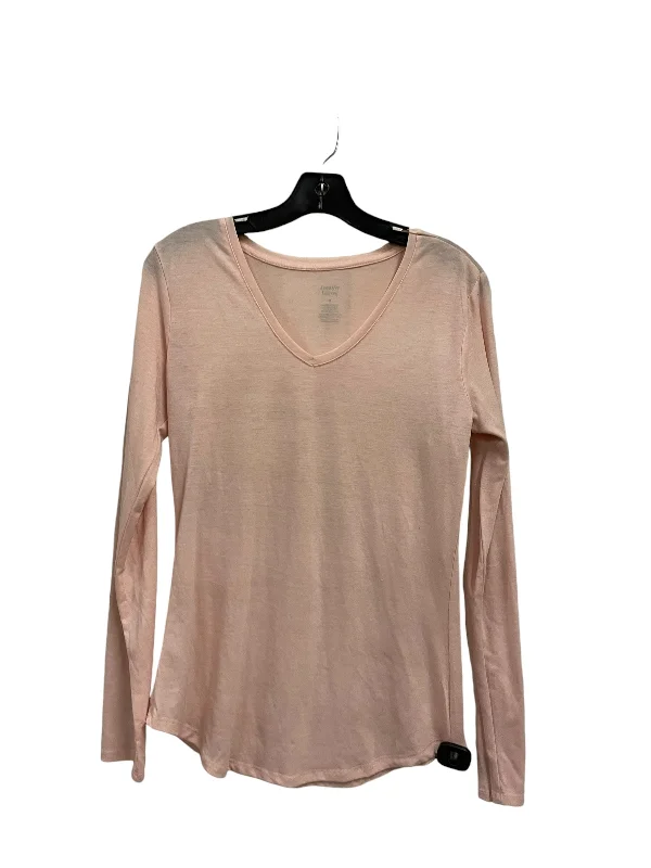 Women's Blouse with ShirringTop Long Sleeve By Jennifer Lauren In Pink, Size: M