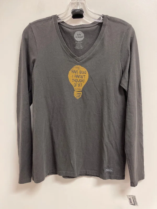 Women's Blouse for BusinessTop Long Sleeve By Life Is Good In Grey, Size: S