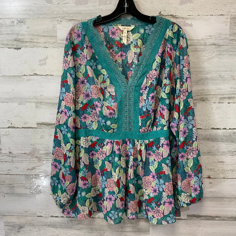 Women's Blouse with Long LengthTop Long Sleeve By Matilda Jane In Green, Size: Xxl