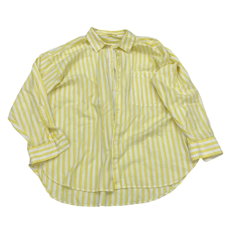 Women's Blouse with Peter Pan CollarTop Ls By Loft In Yellow, Size:Xl