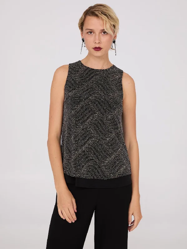 Women's Blouse for Casual WearSleeveless Abstract Glitter Top