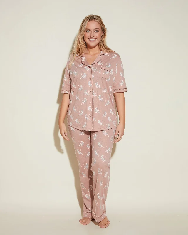 women's pajamas with adjustable strapsShort Sleeve Top & Pant Pajama Set