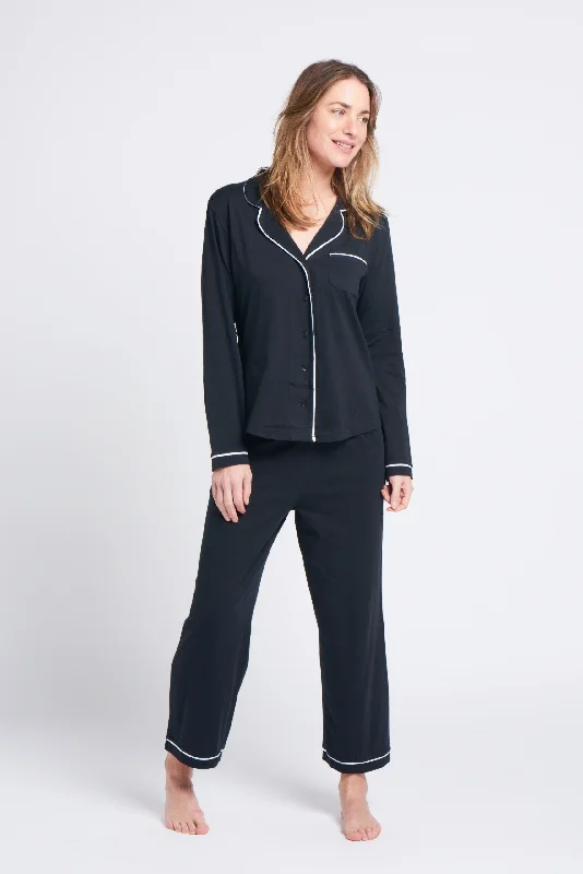 women's pajamas for lounging around the housePortsea PJ Set Long Black