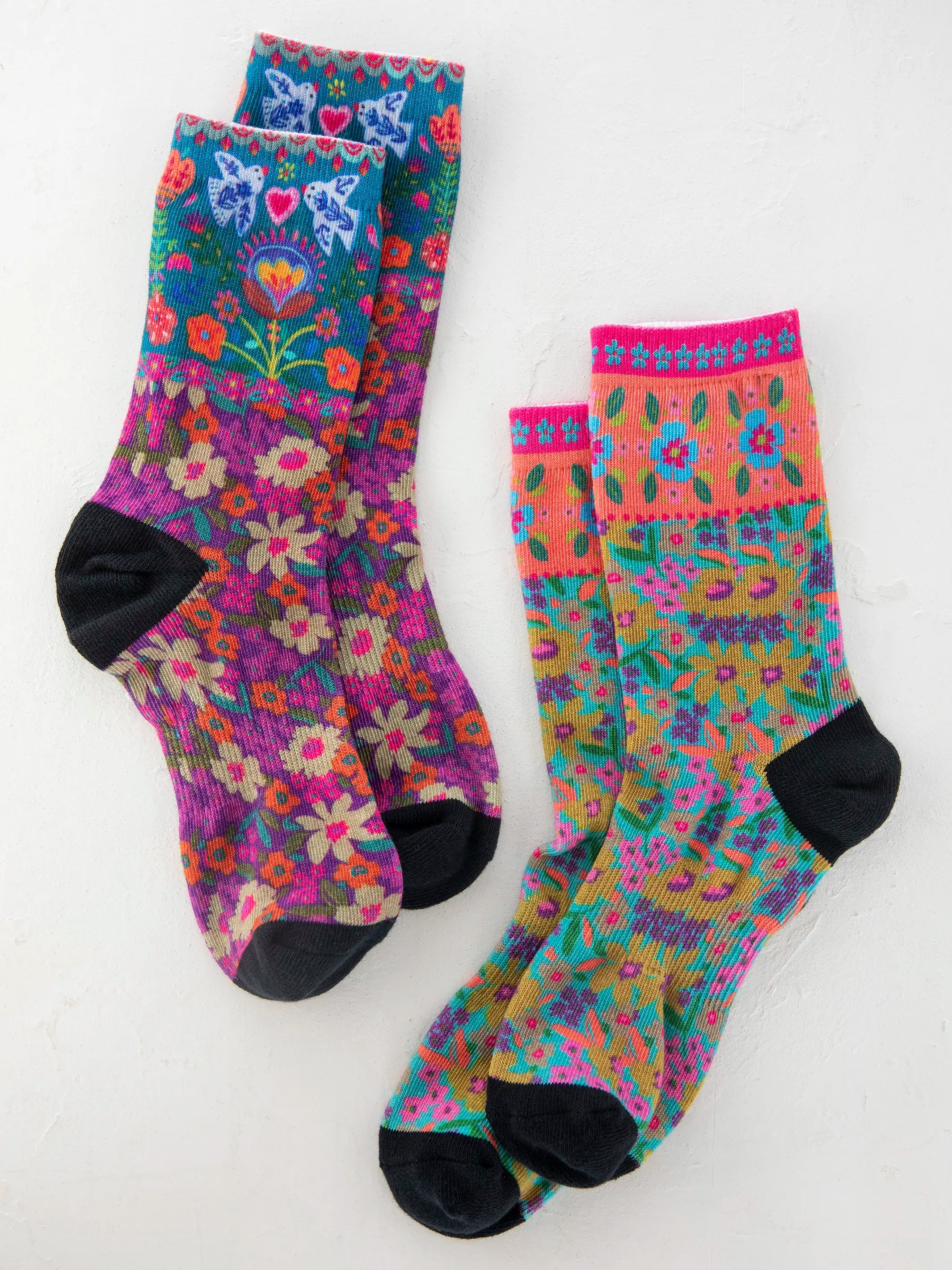 women's pajamas with button-flyPrinted Weekend Sock Set, Set of 2 - Eggplant Birds