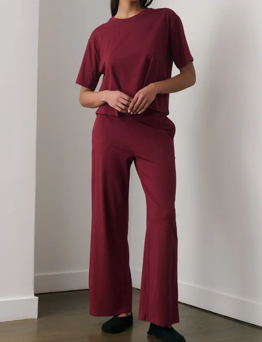 women's pajamas with lace trimSkin Organic Pima Cotton Essentials Cali T-Shirt and Christine Pant Set